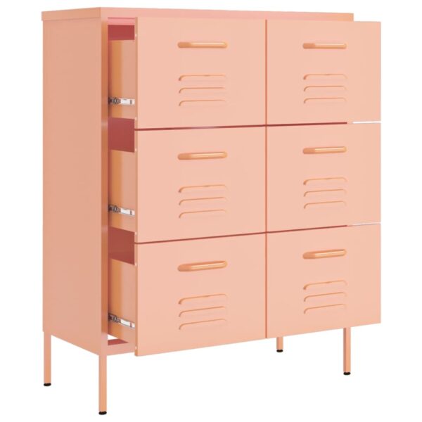 Aplusliving-Drawer Cabinet Pink 80x35x101.5 cm Steel