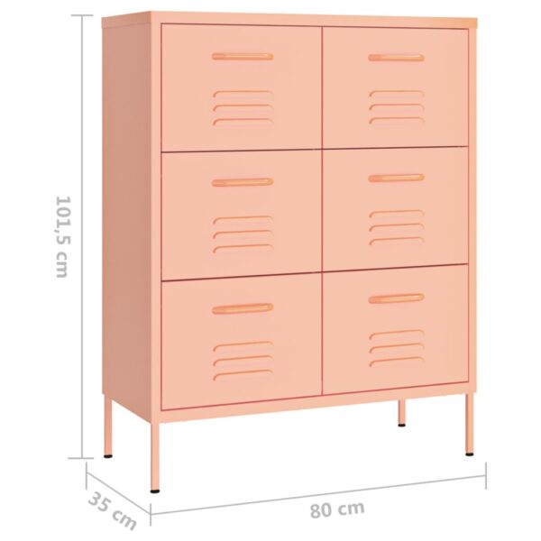 Aplusliving-Drawer Cabinet Pink 80x35x101.5 cm Steel