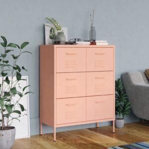 Aplusliving-Drawer Cabinet Pink 80x35x101.5 cm Steel