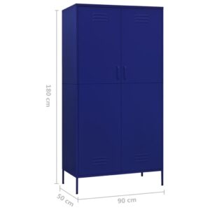 Aplusliving-Wardrobe Navy Blue 90x50x180 cm Steel