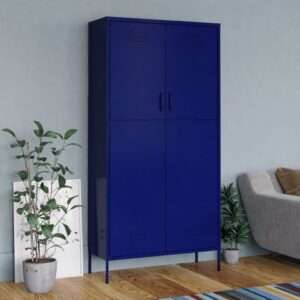 Aplusliving-Wardrobe Navy Blue 90x50x180 cm Steel