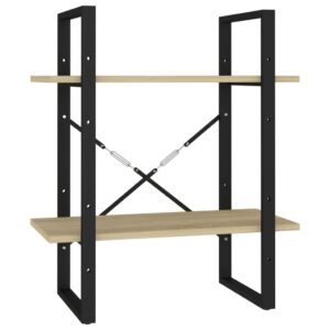 Aplusliving-2-Tier Book Cabinet Sonoma Oak 60x30x70 cm Engineered Wood