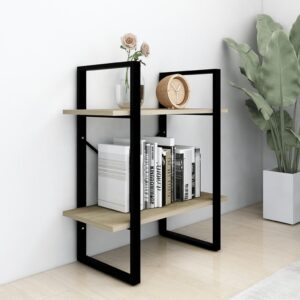 Aplusliving-2-Tier Book Cabinet Sonoma Oak 60x30x70 cm Engineered Wood