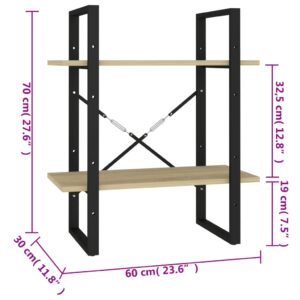 Aplusliving-2-Tier Book Cabinet Sonoma Oak 60x30x70 cm Engineered Wood