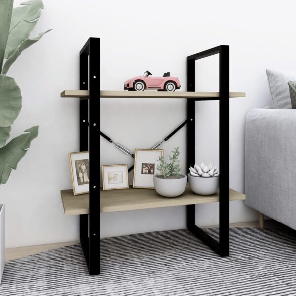 Aplusliving-2-Tier Book Cabinet Sonoma Oak 60x30x70 cm Engineered Wood