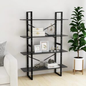 Aplusliving-4-Tier Book Cabinet Grey 100x30x140 cm Engineered Wood