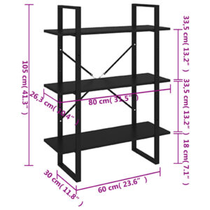 Aplusliving-Book Cabinet Black 80x30x105 cm Engineered Wood