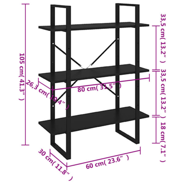 Aplusliving-Book Cabinet Black 80x30x105 cm Engineered Wood