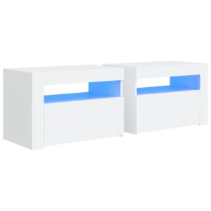 Aplusliving-Bedside Cabinets 2 pcs with LEDs White 60x35x40 cm