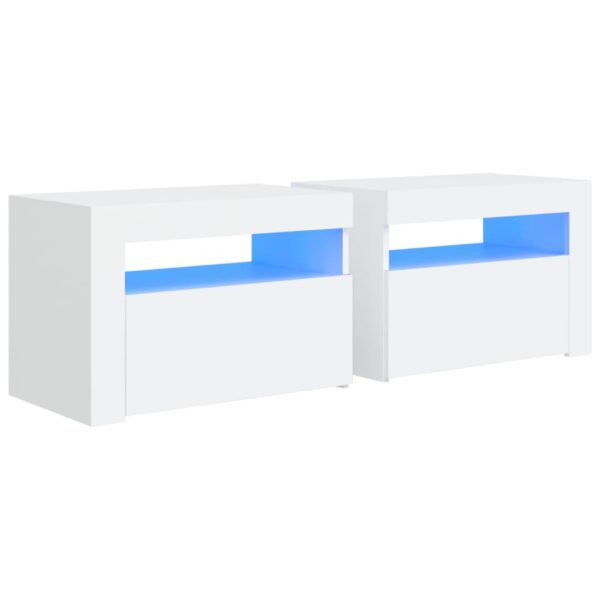 Aplusliving-Bedside Cabinets 2 pcs with LEDs White 60x35x40 cm