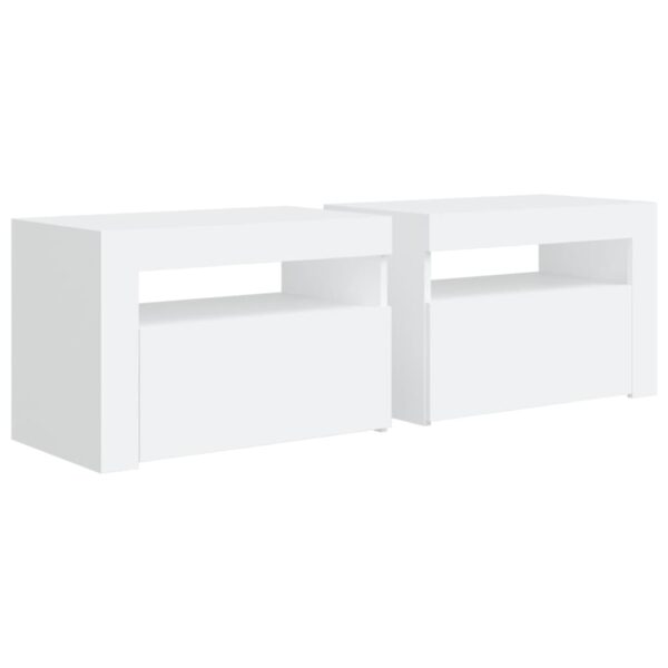 Aplusliving-Bedside Cabinets 2 pcs with LEDs White 60x35x40 cm