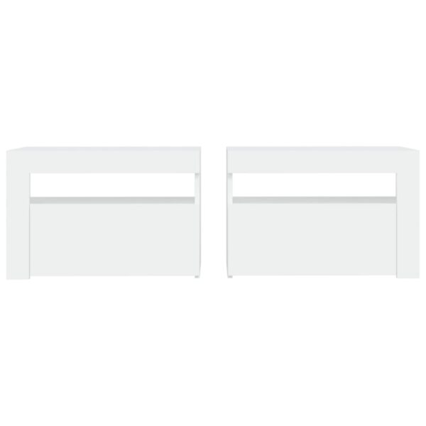 Aplusliving-Bedside Cabinets 2 pcs with LEDs White 60x35x40 cm