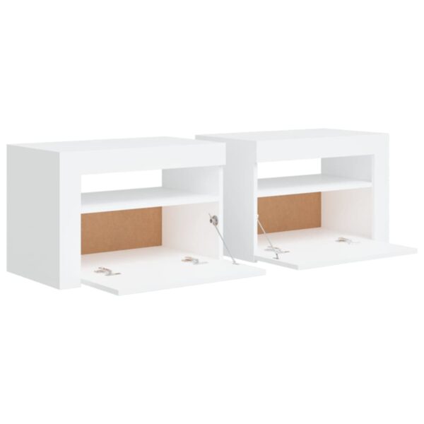 Aplusliving-Bedside Cabinets 2 pcs with LEDs White 60x35x40 cm