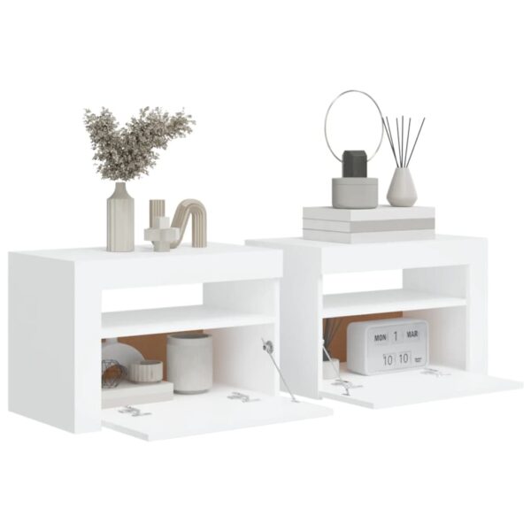 Aplusliving-Bedside Cabinets 2 pcs with LEDs White 60x35x40 cm