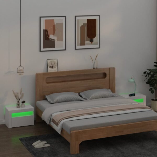Aplusliving-Bedside Cabinets 2 pcs with LEDs White 60x35x40 cm