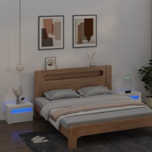 Aplusliving-Bedside Cabinets 2 pcs with LEDs White 60x35x40 cm
