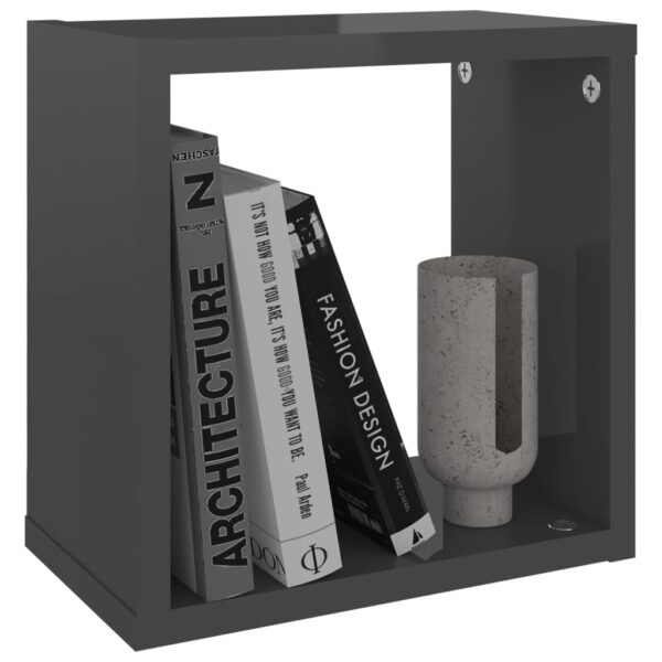 Aplusliving-Wall Cube Shelves 6 pcs High Gloss Grey 26x15x26 cm