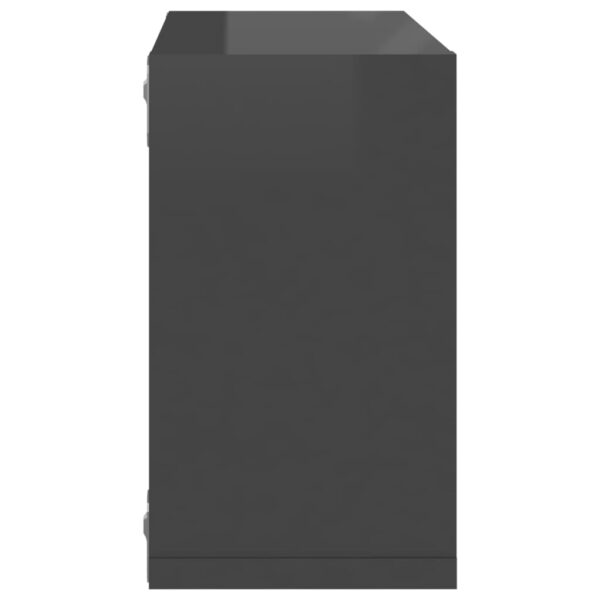 Aplusliving-Wall Cube Shelves 6 pcs High Gloss Grey 26x15x26 cm