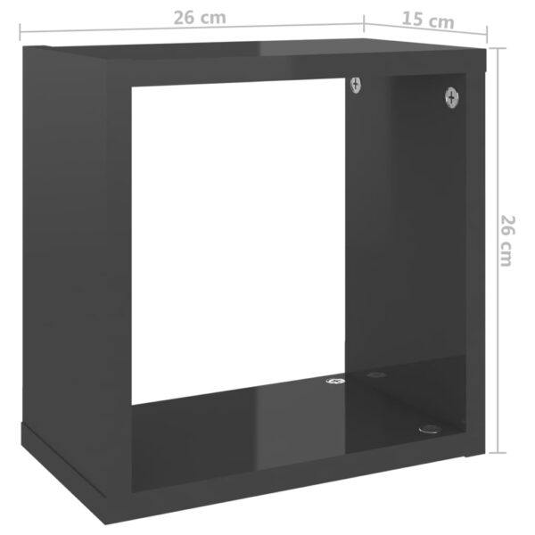 Aplusliving-Wall Cube Shelves 6 pcs High Gloss Grey 26x15x26 cm
