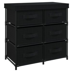 Aplusliving-Storage Cabinet with 6 Drawers 55x29x55 cm Black Steel