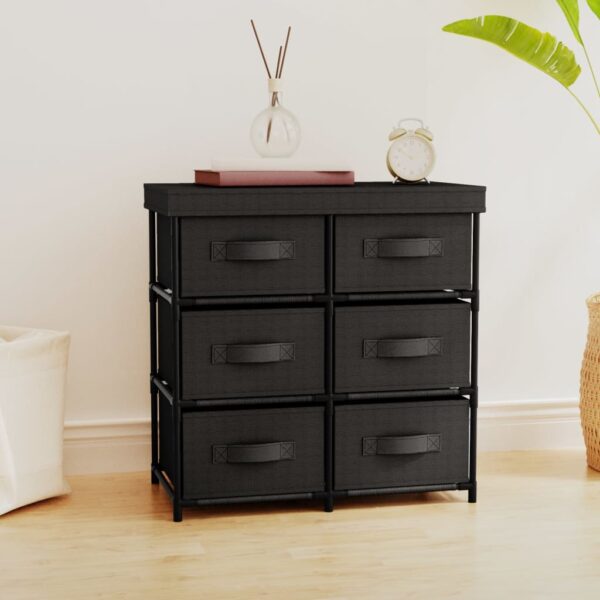 Aplusliving-Storage Cabinet with 6 Drawers 55x29x55 cm Black Steel