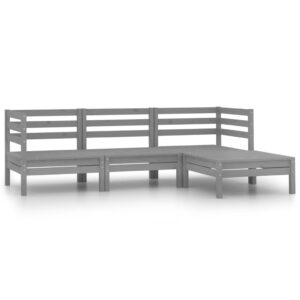 Aplusliving-4 Piece Garden Lounge Set Solid Pinewood Grey