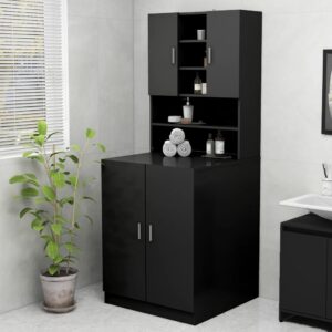 Aplusliving-Washing Machine Cabinet Black
