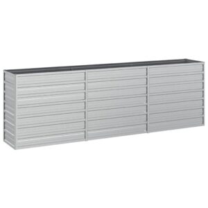 Aplusliving-Garden Raised Bed 240x40x77 cm Galvanized Steel Silver