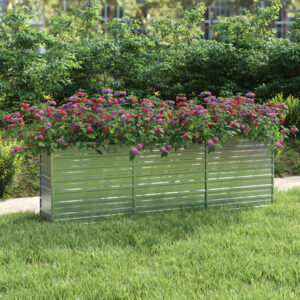 Aplusliving-Garden Raised Bed 240x40x77 cm Galvanized Steel Silver