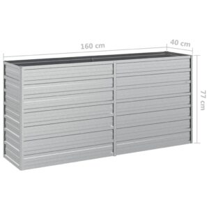 Aplusliving-Garden Raised Bed 160x40x77 cm Galvanized Steel Silver
