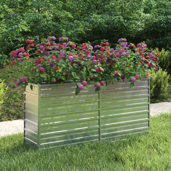 Aplusliving-Garden Raised Bed 160x40x77 cm Galvanized Steel Silver
