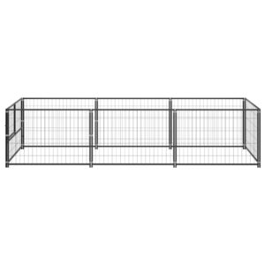 Aplusliving-Dog Kennel Black 3 m² Steel