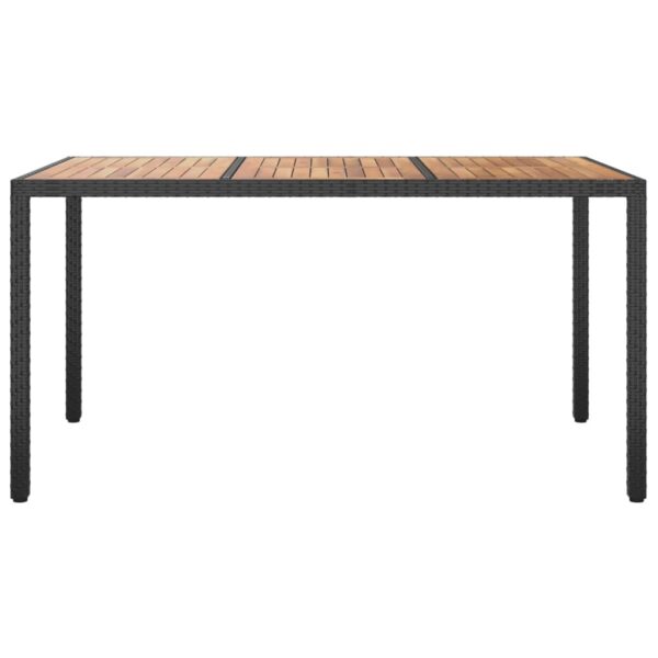 Aplusliving-Garden Table 150x90x75 cm Poly Rattan and Acacia Wood Black