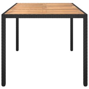 Aplusliving-Garden Table 150x90x75 cm Poly Rattan and Acacia Wood Black