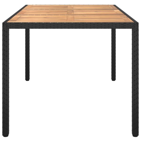 Aplusliving-Garden Table 150x90x75 cm Poly Rattan and Acacia Wood Black