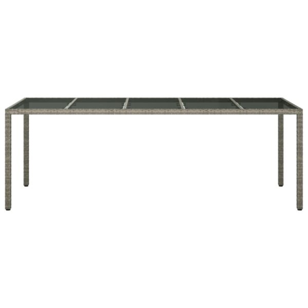 Aplusliving-Garden Table Grey 250x100x75 cm Tempered Glass and Poly Rattan