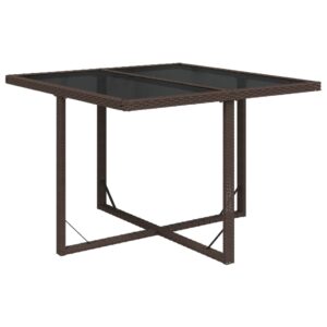 Aplusliving-Garden Table Brown 109x107x74 cm Poly Rattan and Glass