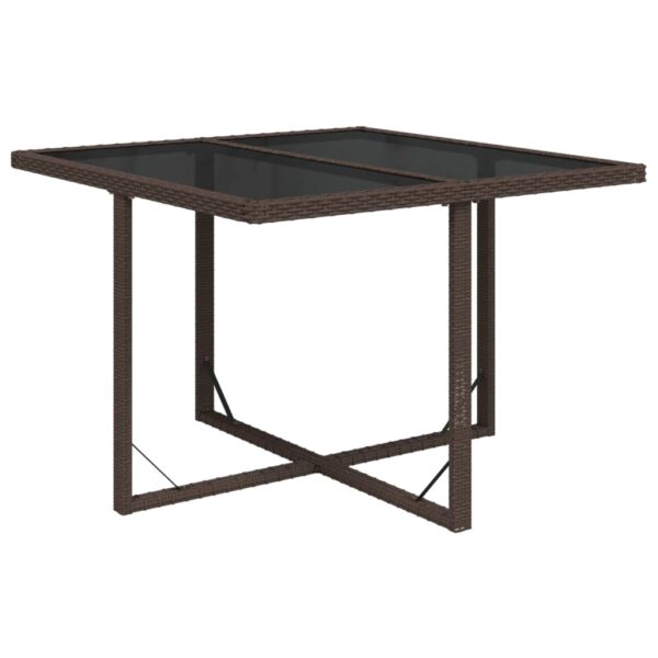 Aplusliving-Garden Table Brown 109x107x74 cm Poly Rattan and Glass