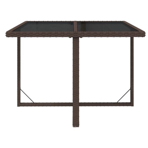 Aplusliving-Garden Table Brown 109x107x74 cm Poly Rattan and Glass
