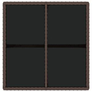 Aplusliving-Garden Table Brown 109x107x74 cm Poly Rattan and Glass