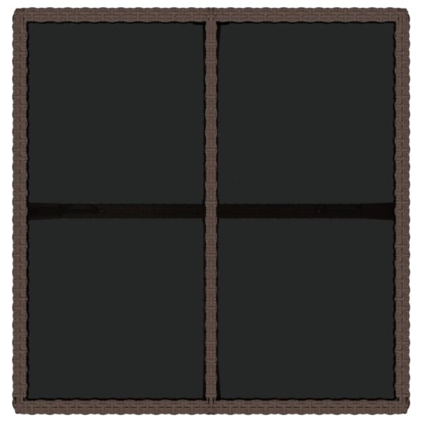 Aplusliving-Garden Table Brown 109x107x74 cm Poly Rattan and Glass