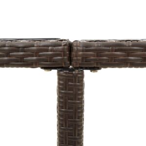 Aplusliving-Garden Table Brown 109x107x74 cm Poly Rattan and Glass