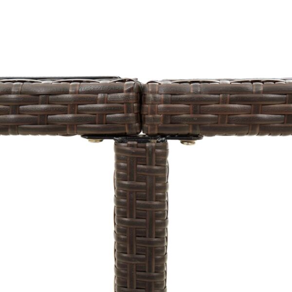 Aplusliving-Garden Table Brown 109x107x74 cm Poly Rattan and Glass