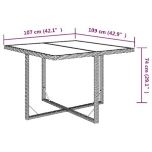 Aplusliving-Garden Table Brown 109x107x74 cm Poly Rattan and Glass