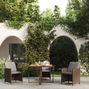 Aplusliving-Garden Table Brown 109x107x74 cm Poly Rattan and Glass