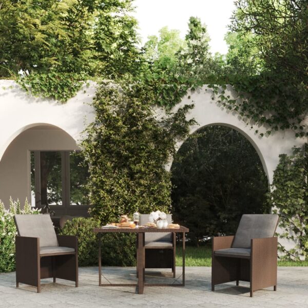 Aplusliving-Garden Table Brown 109x107x74 cm Poly Rattan and Glass