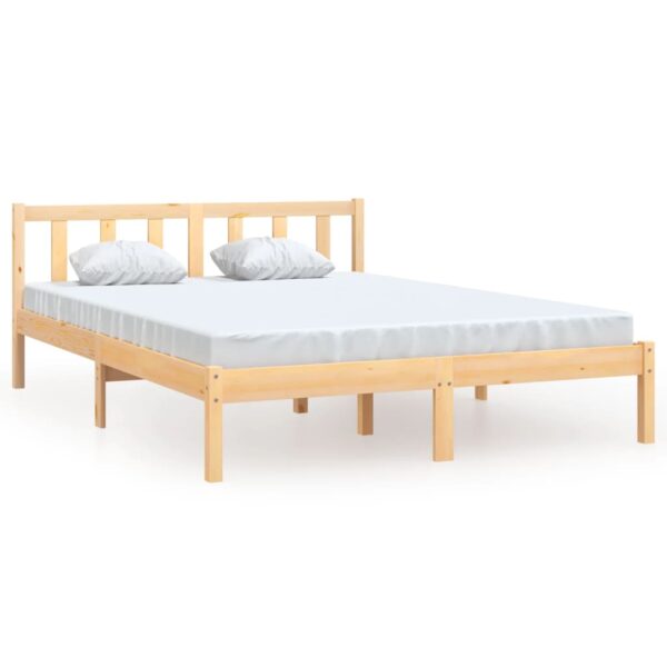 Aplusliving-Bed Frame without Mattress Solid Wood 135x190 cm