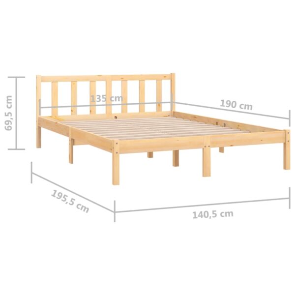 Aplusliving-Bed Frame without Mattress Solid Wood 135x190 cm