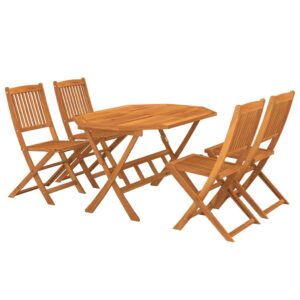 Aplusliving-5 Piece Garden Dining Set Solid Acacia Wood