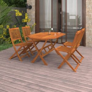 Aplusliving-5 Piece Garden Dining Set Solid Acacia Wood